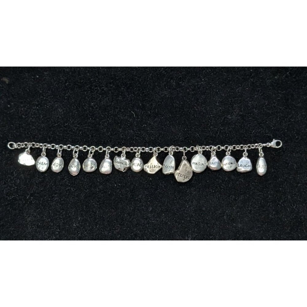 Sterling Silver Charm Bracelet 16 Inspirational Charms Lobster Clasp Size 7 - Picture 16 of 16